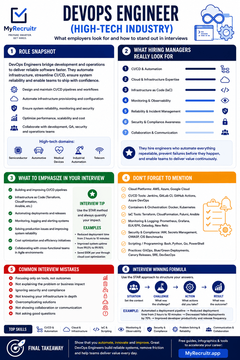DevOps Engineer hiring manager infographic