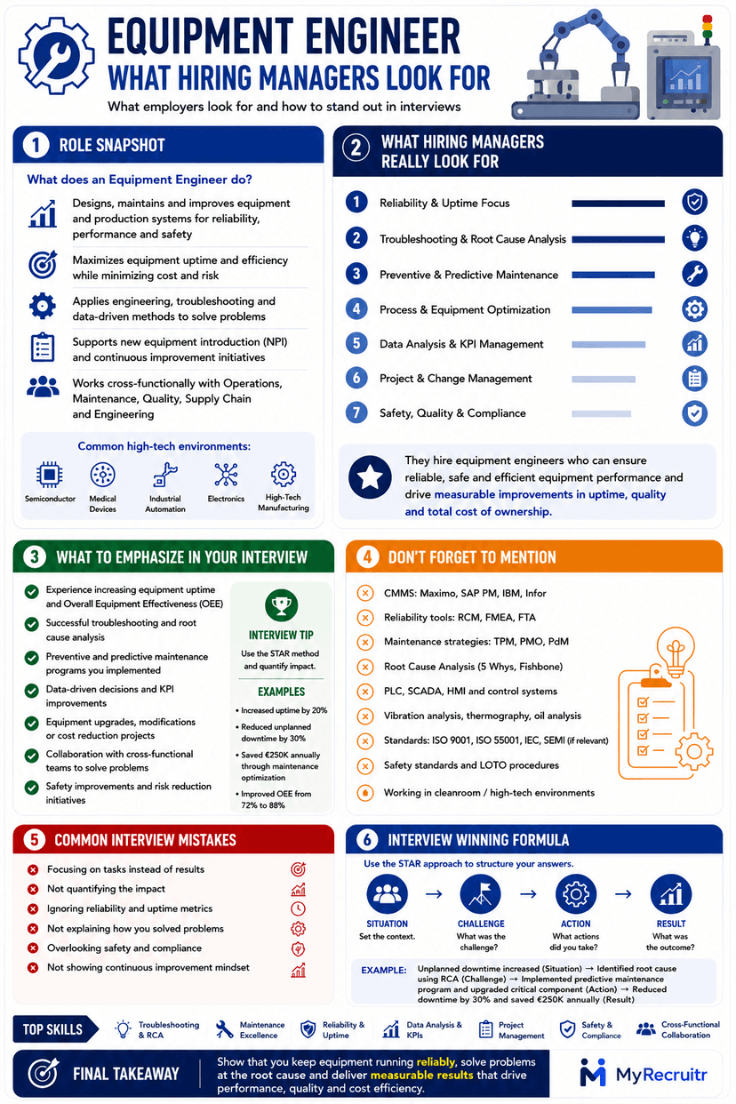 Equipment Engineer hiring manager infographic