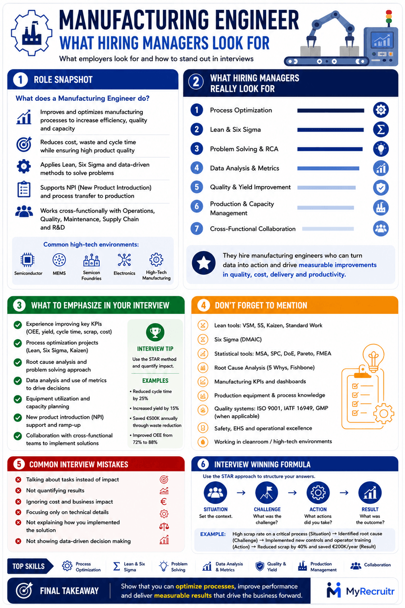 Manufacturing Engineer hiring manager infographic