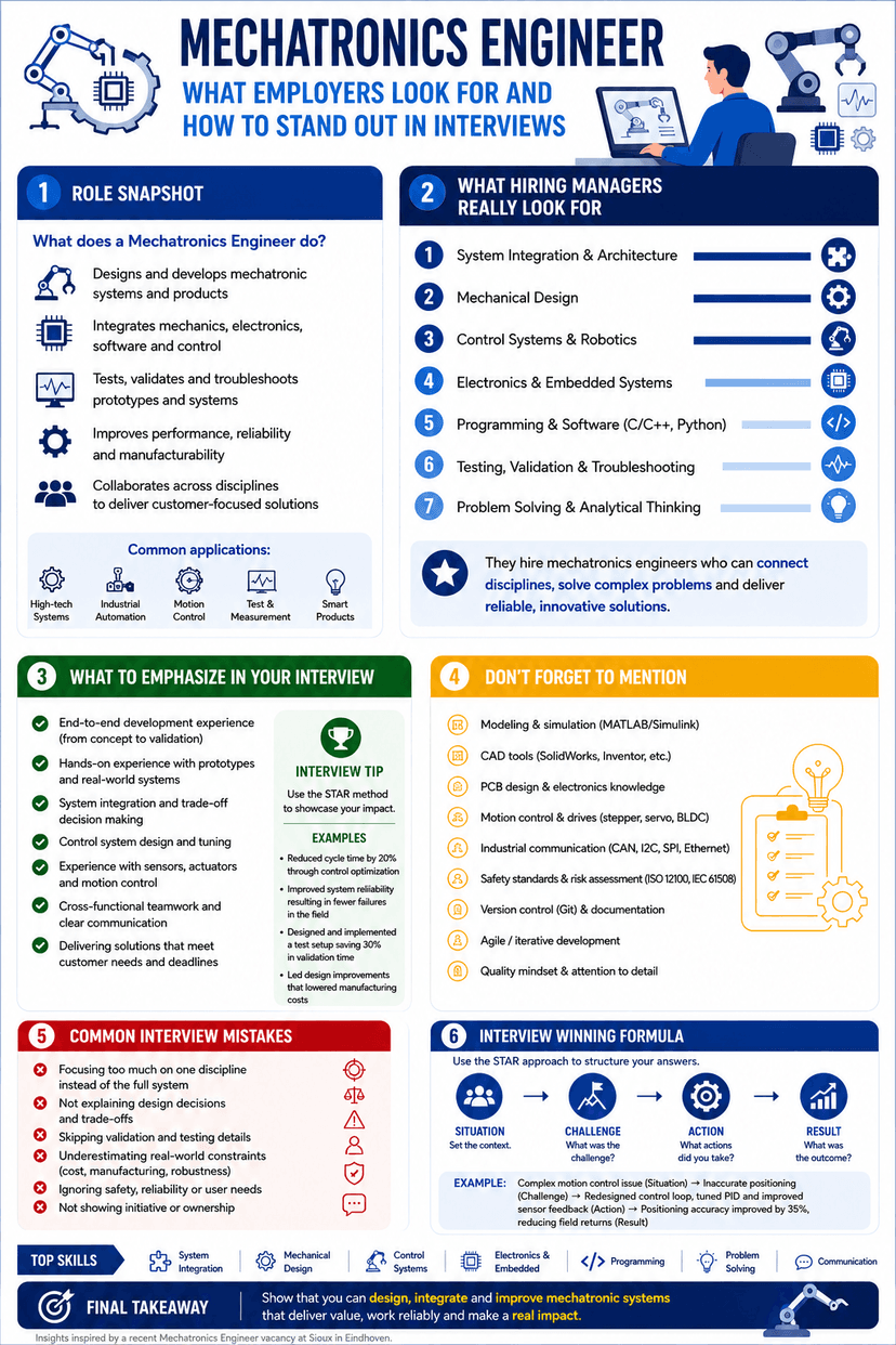 Mechatronics Engineer hiring manager infographic