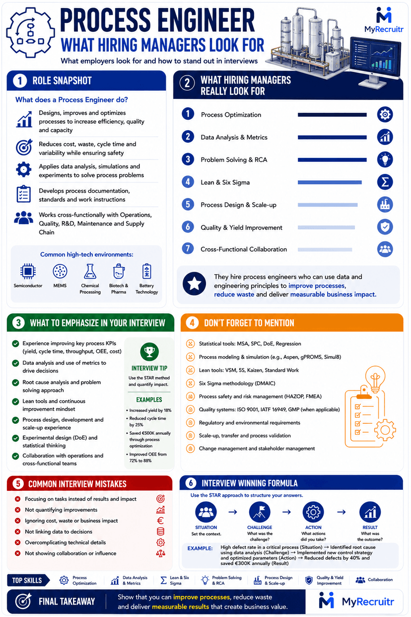 Process Engineer (Semiconductor) hiring manager infographic