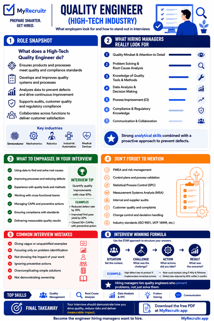 Quality Engineer hiring manager infographic