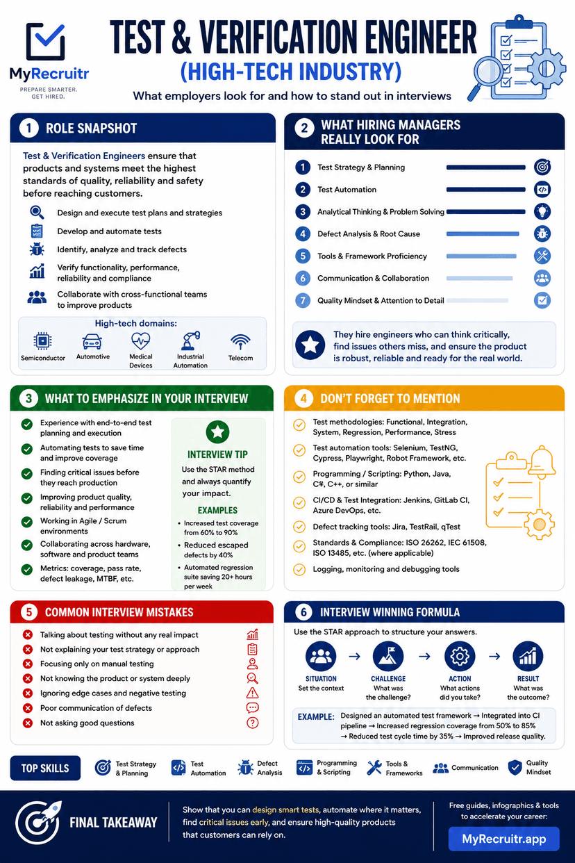Test & Validation Engineer hiring manager infographic