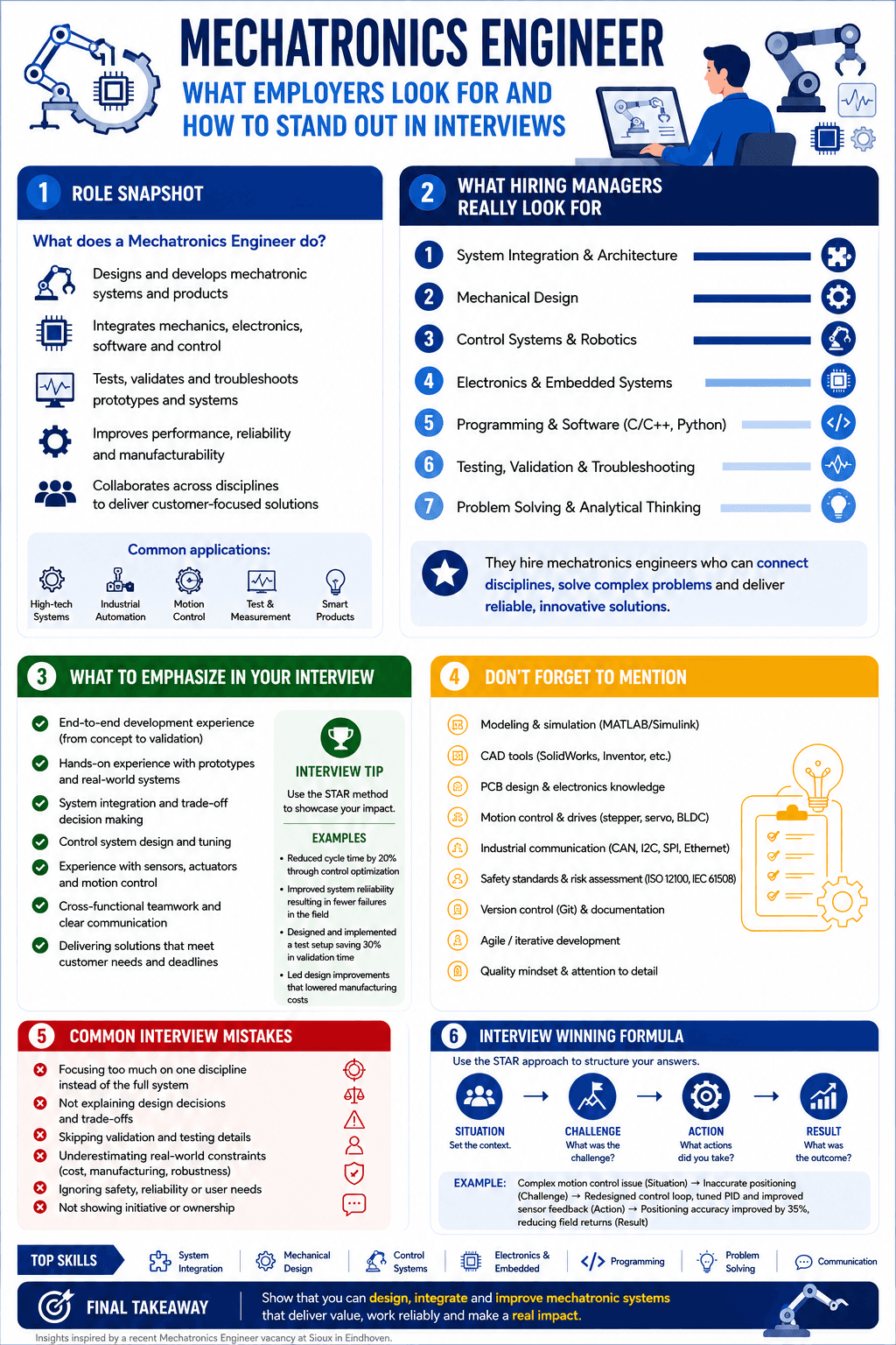 Mechatronics Engineer career guide infographic